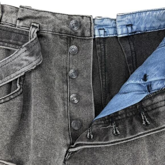 Free People East Of Eden Paperbag Denim Skirt In Washed Black Size 26 - Picture 6 of 9